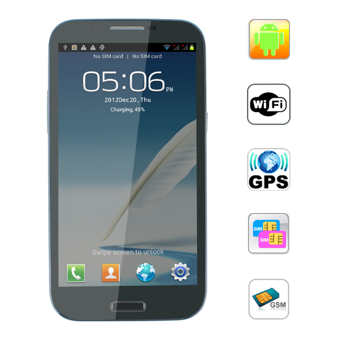 Tinhe(Tianhe) N7100 5.5 Inch QHD Screen MTK6577 Dual Core Smartphone 4GB ROM 8.0MP Camera Android 4.0 OS with 3G/GPS - Gray