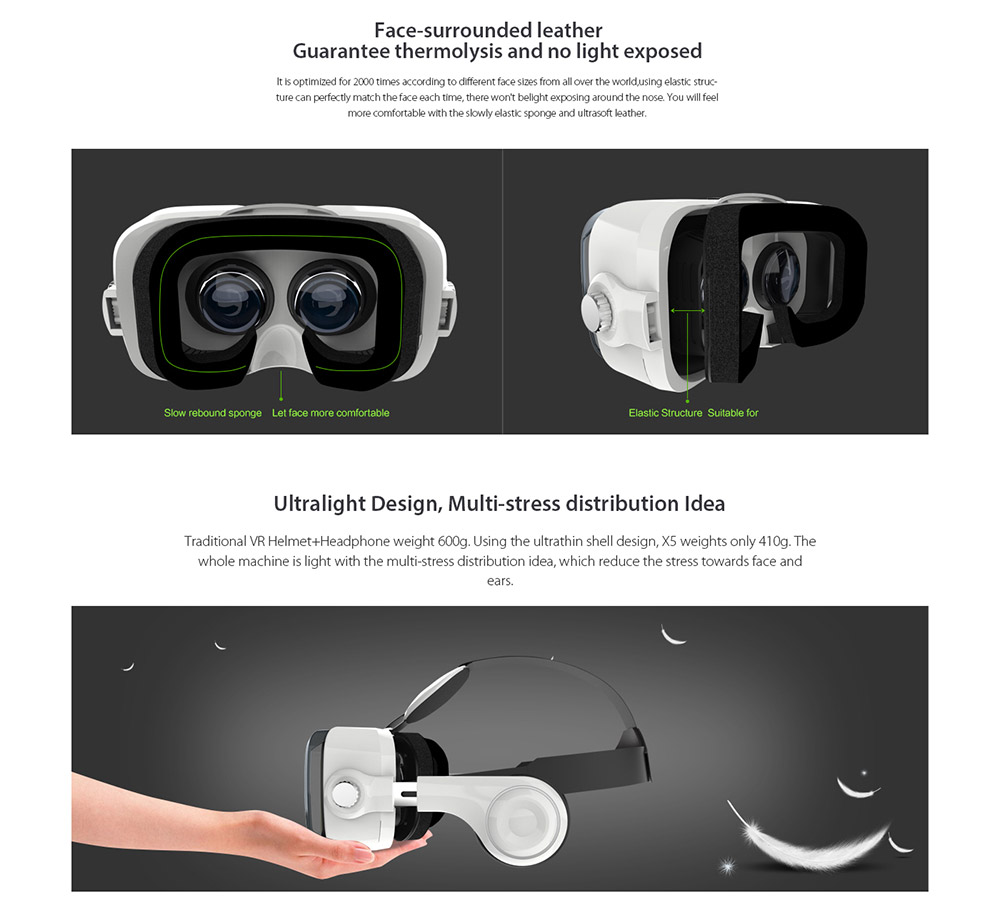 Virtoba X5 VR Box 3D VR Virtual Reality Headset 120 Degrees FOV Immersive 3D Movie Video Game Headset with Bluetooth Gamepad Headphone for 4-6 Inch Smartphone