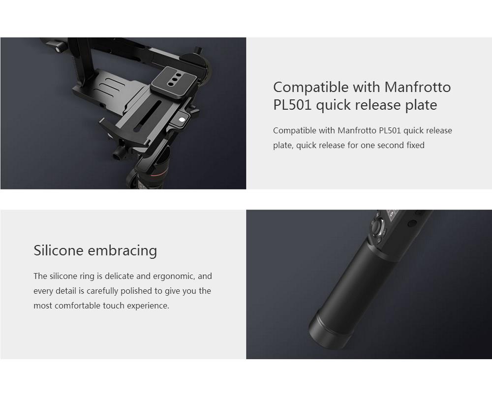 FeiyuTech AK2000 3-Axis Brushless Handheld Gimbal Stabilizer with LCD Touch Screen for Mirrorless DSLR Camera - Black