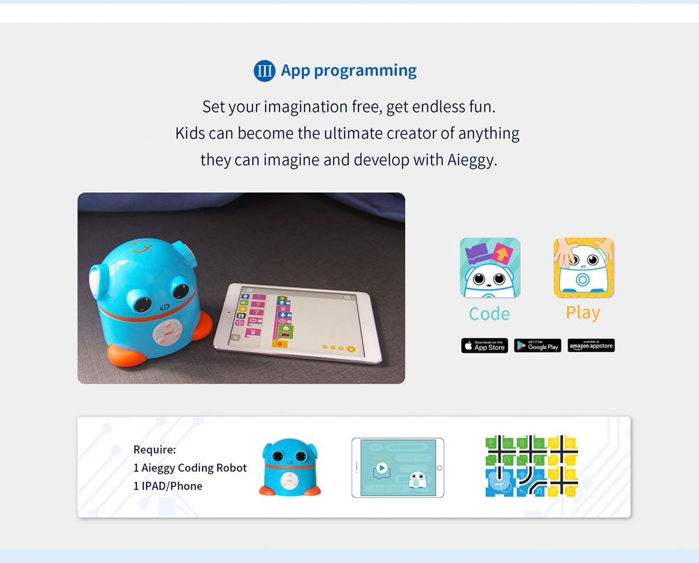 Aieggy v2 Command Card Coding Robot Toy Puzzle Game Basic Edition For Children - Blue