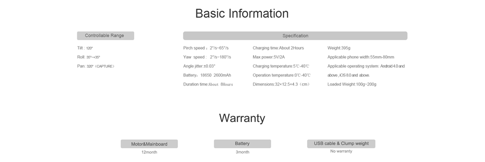FUNSNAP Capture 3-Axis Brushless Handheld Gimbal Stabilizer for Smartphone