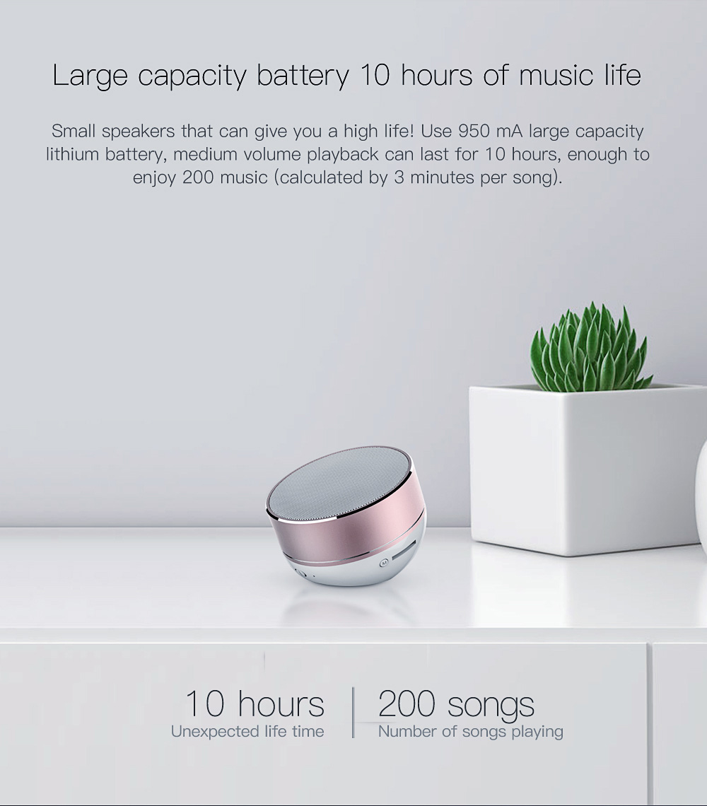 QCY QQ800 Wireless Bluetooth Speaker Mini Metal Music Player Support TF Card USB Connection - Black