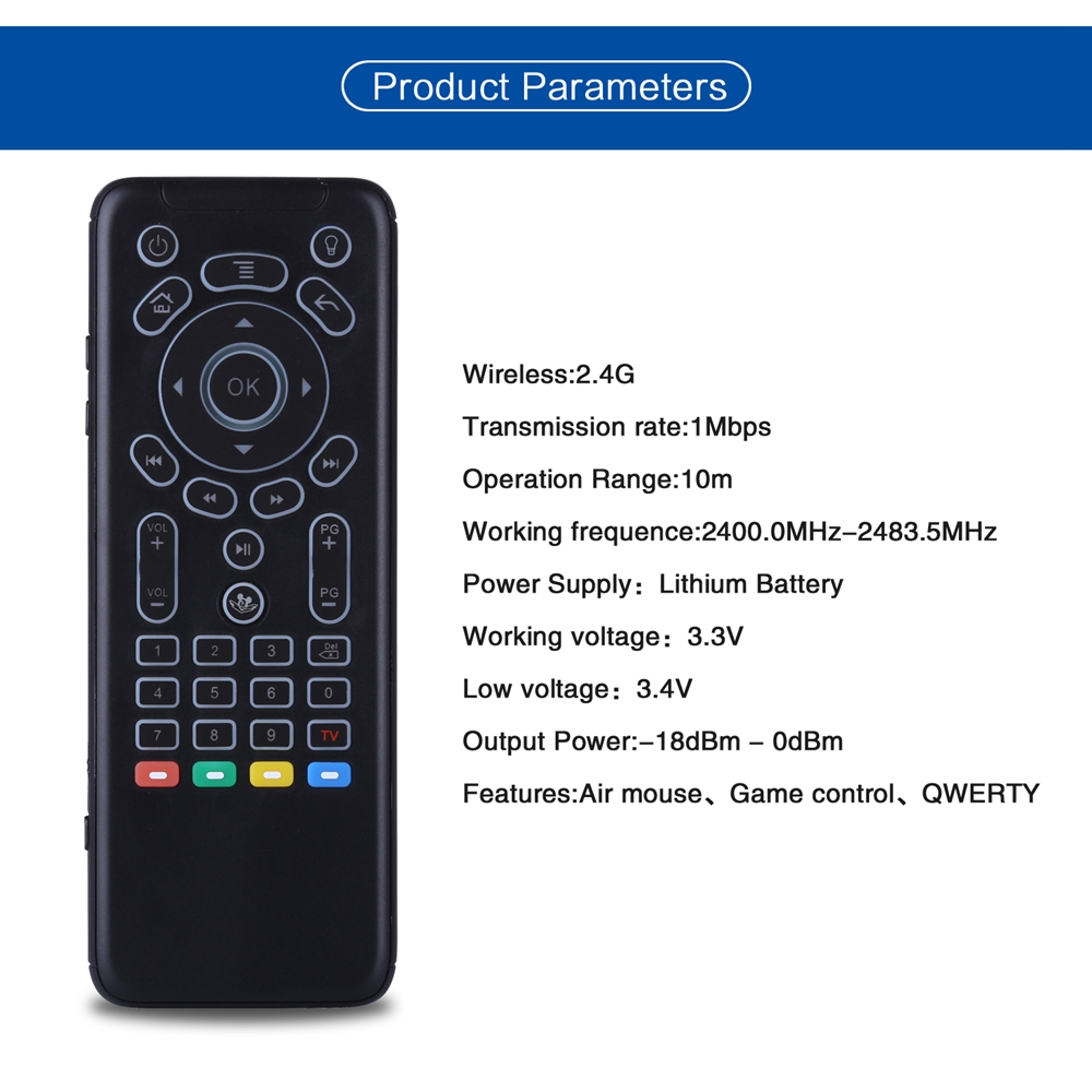 iPazzPort KP-62 7-Colour Backlight Full Touchpad 6-Axis Air Mouse 2.4G RF Mode Compatible with Windows/Android/iOS