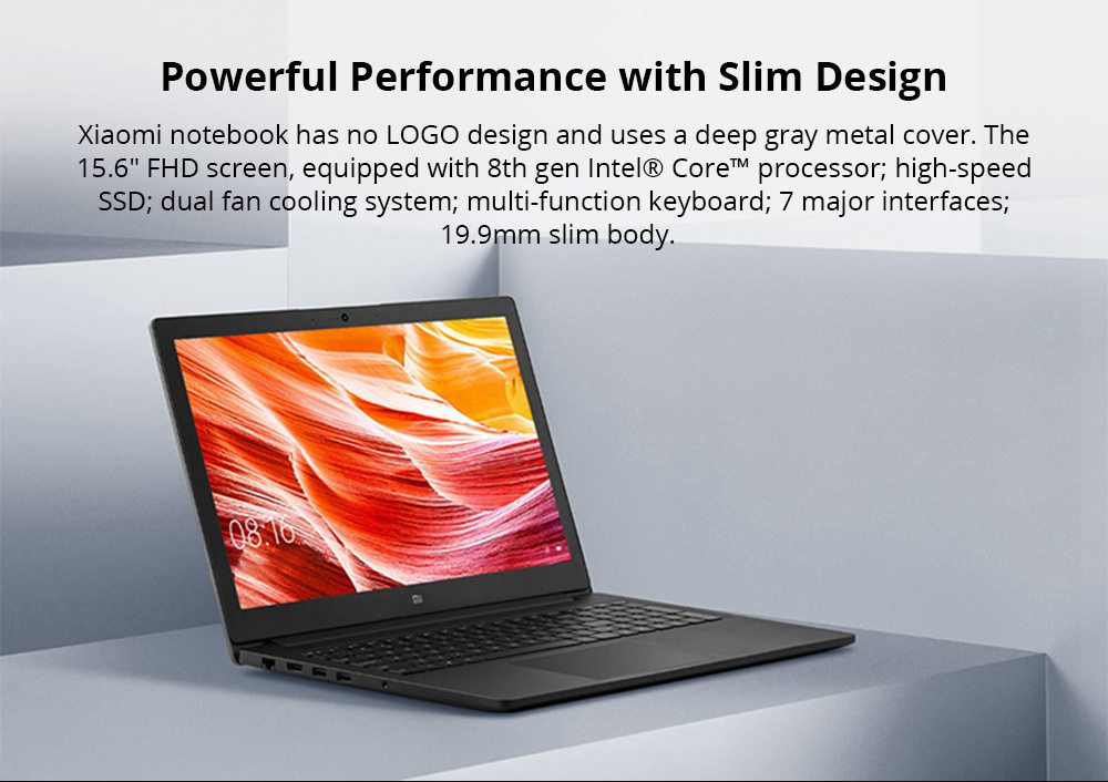 Xiaomi Mi Notebook Intel Core i7-8550U Quad Core 15.6" 72% FHD Screen 1920*1080 16GB DDR4 512GB SATA SSD Windows 10 - Grey