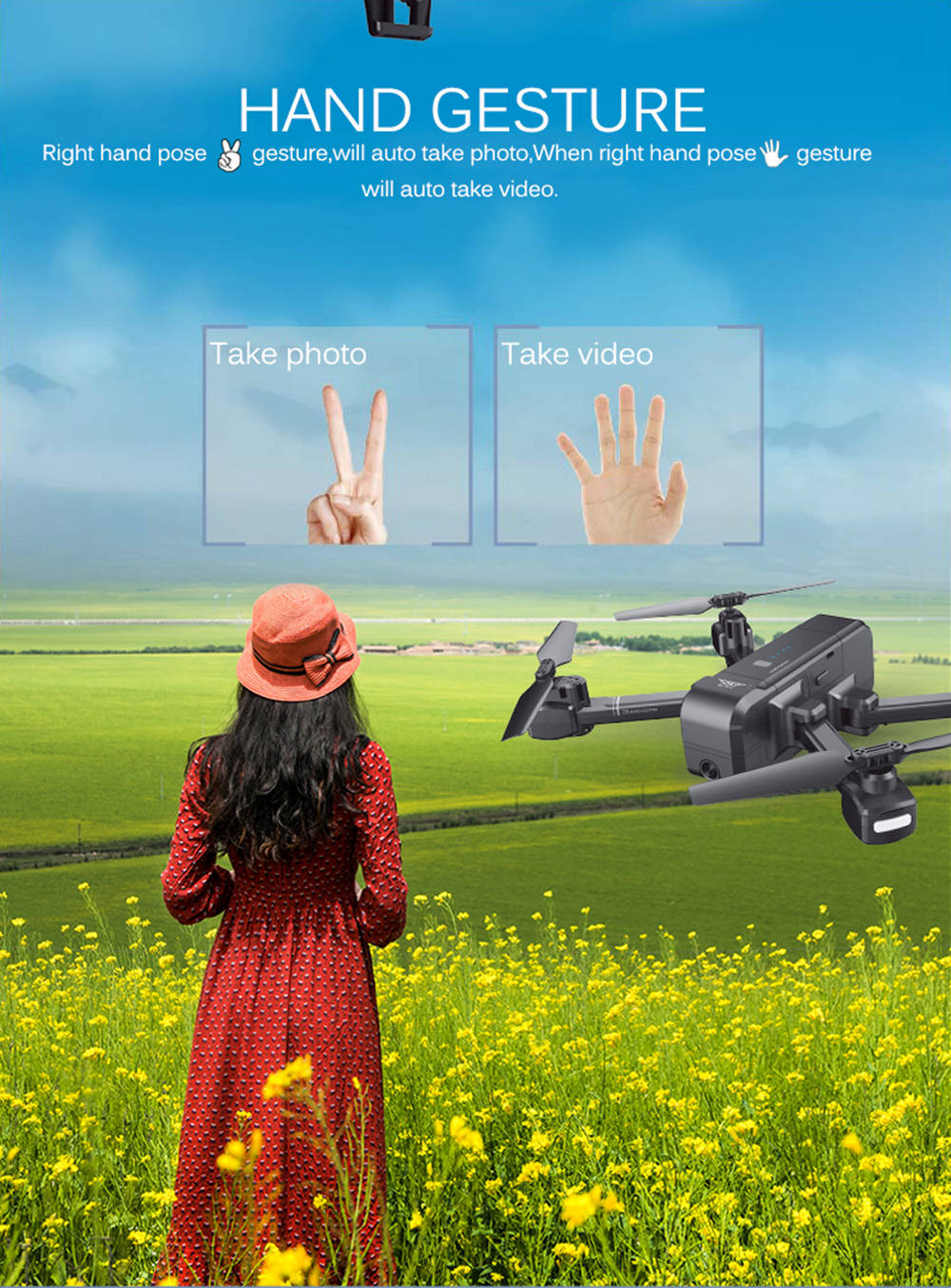 SJRC Z5 GPS 2.4G WiFi FPV Foldable RC Drone with Adjustable 1080P HD Camera Follow Me Mode RTF