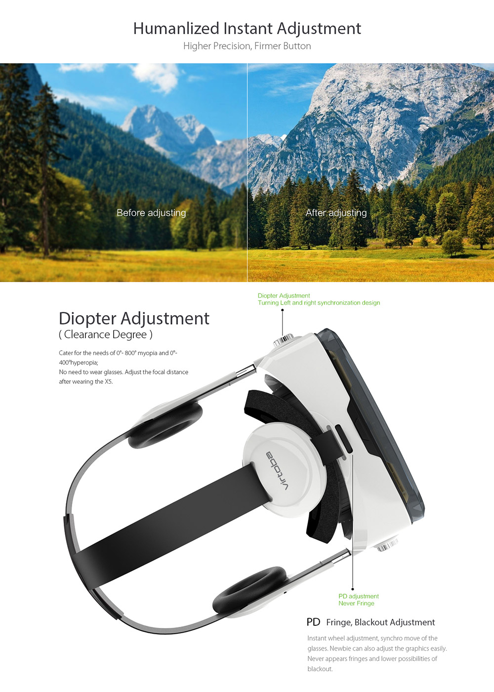 Virtoba X5 VR Virtual Reality Headset IPD Adjustable 120 Degrees FOV Immersive VR Virtual Reality Movie Video Game Headset for 4-6 Inch Smartphone