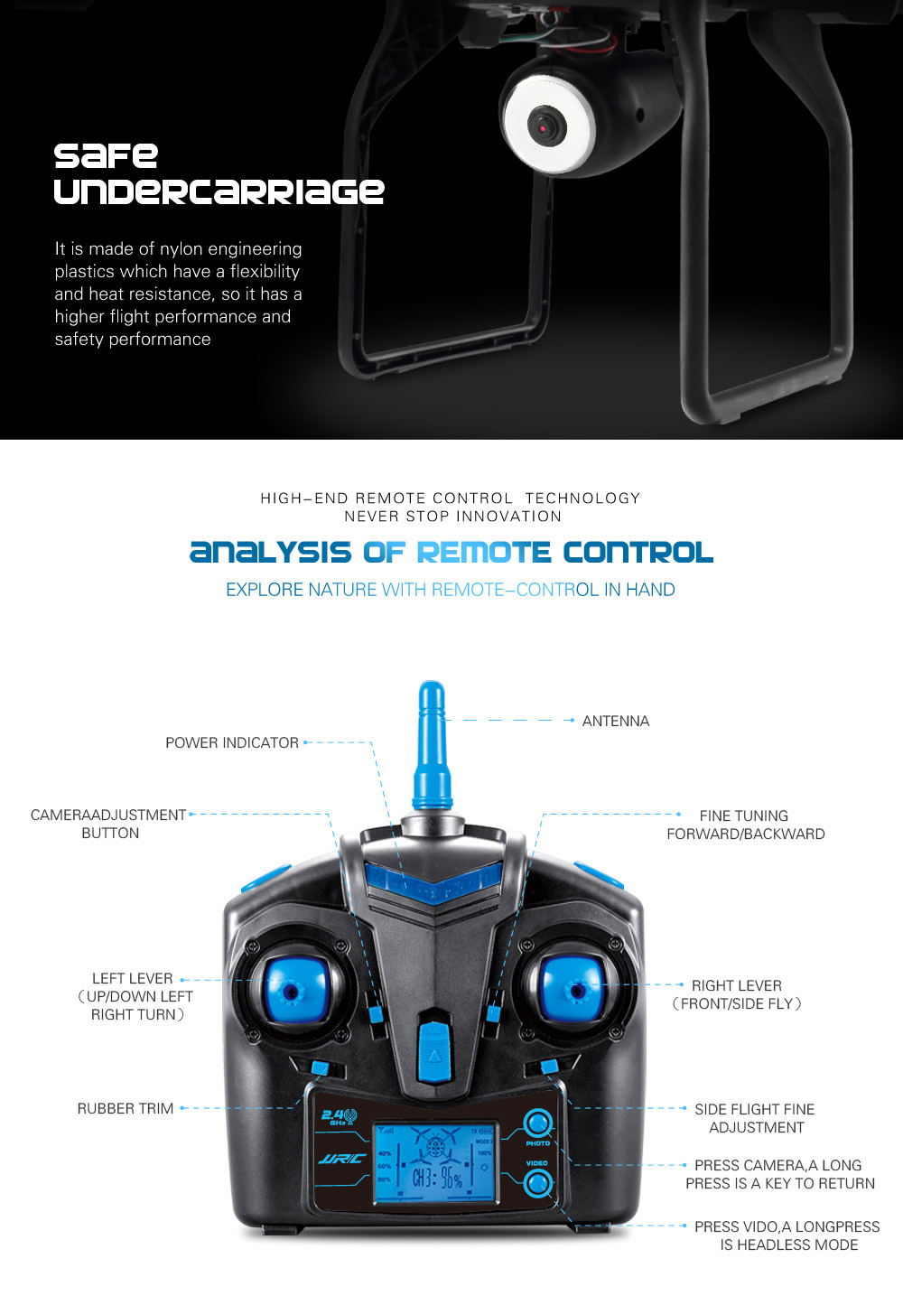 JJRC H28C With 2.0MP Camera 1 Axis Gimbal CF Mode 3D Roll 2.4G 4CH 6Axis Modular RC Quadcopter RTF