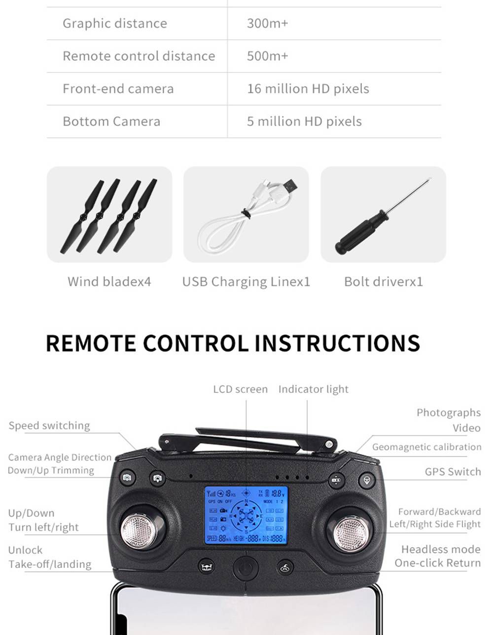 X46G 4K 5G WIFI FPV GPS Brushless Foldable RC Drone Adjustable Wide-angle Camera Optical Flow Positioning RTF - Black