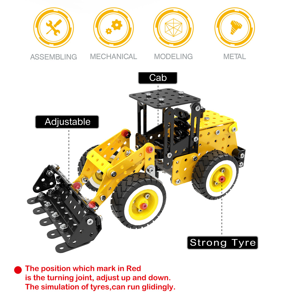 SW SW-008 332PCS DIY Stainless Steel Bulldozer Alloy Assembling Educational Toys