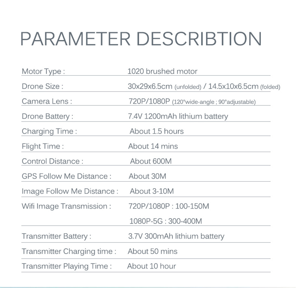 SJRC Z5 GPS 2.4G WiFi FPV Foldable RC Drone with Adjustable 1080P HD Camera Follow Me Mode RTF