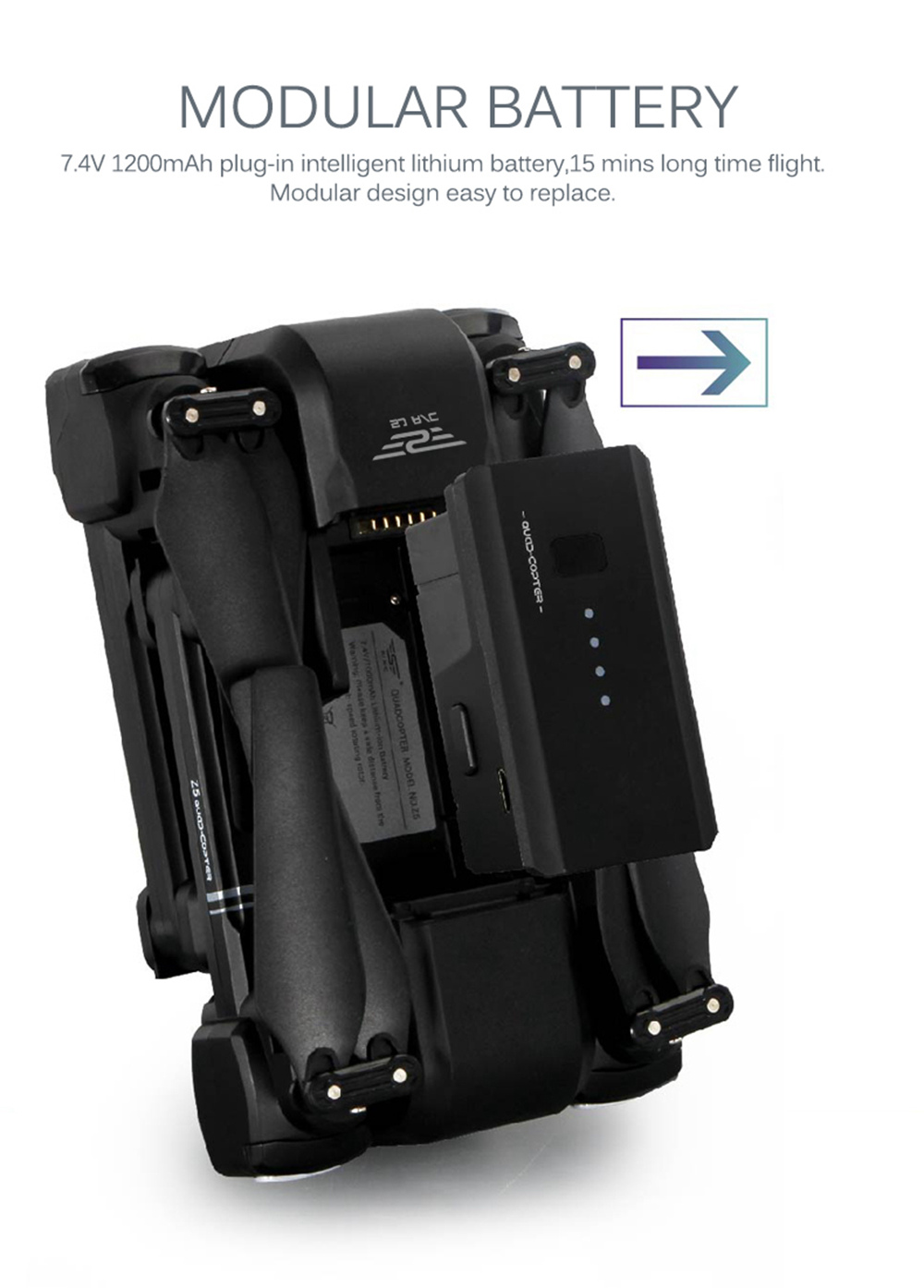 SJRC Z5 GPS 2.4G WiFi FPV Foldable RC Drone with Adjustable 1080P HD Camera Follow Me Mode RTF