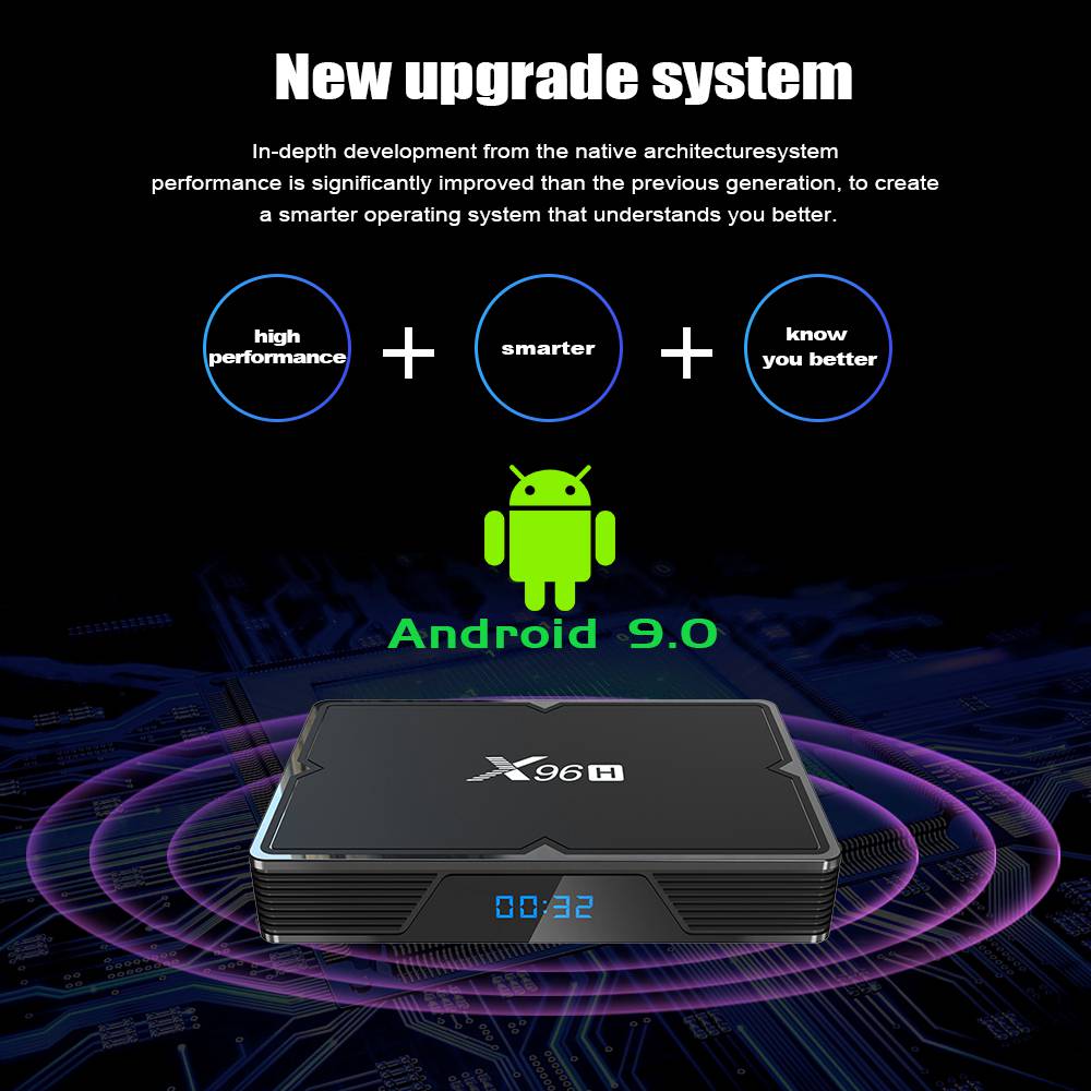 X96H Allwinner H603 Android 9.0 6K HDR TV BOX 4GB/32GB 2.4G/5.8G WIFI USB3.0 AV HDMI IN and OUT Youtube Netflix Google Play