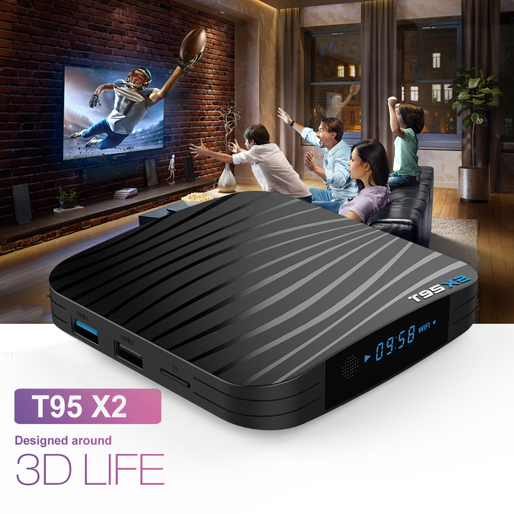 T95X2 Amlogic S905X2 Android 8.1 2GB DDR4 16GB eMMC 4K TV Box LED Display WiFi LAN USB3.0