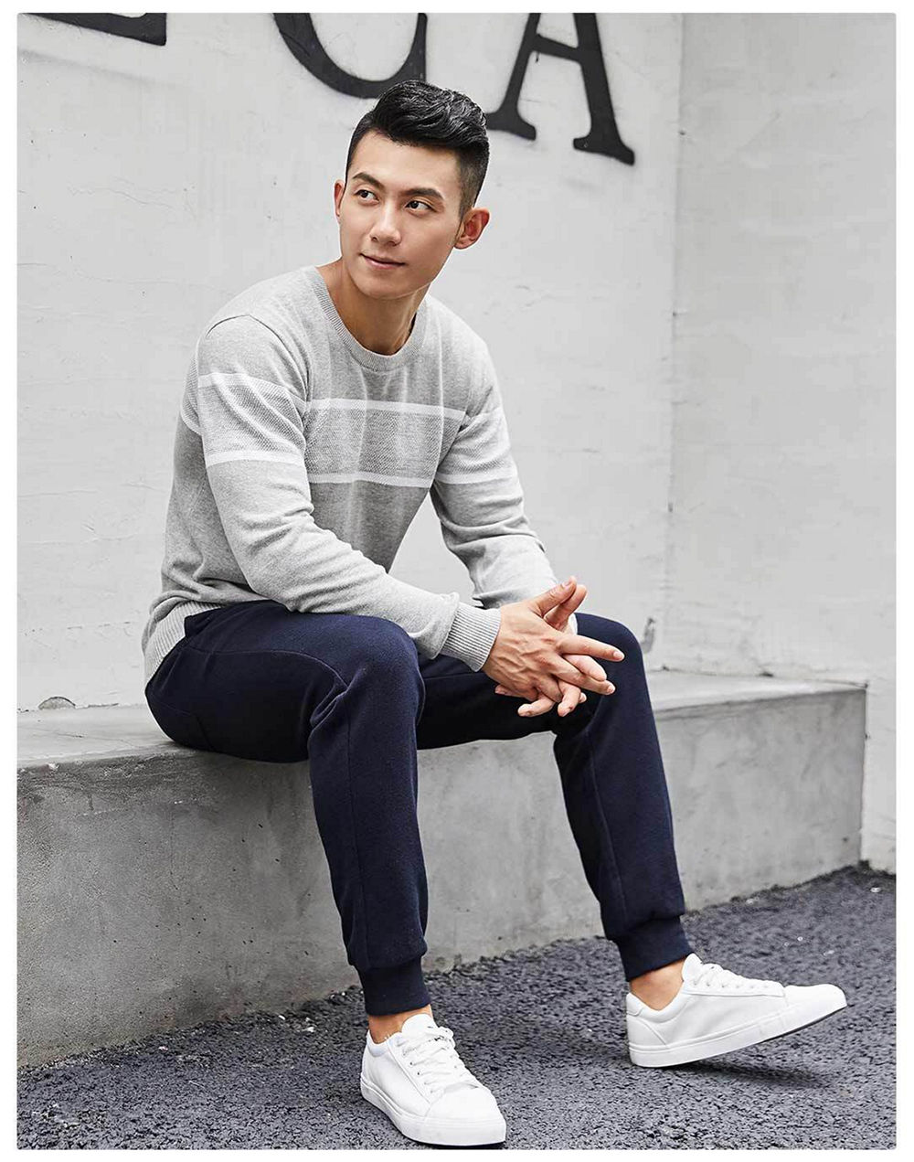Xiaomi ULEEMARK Men Cotton Sport Pants Casual High Elasticity Knit Trousers Size M - Dark Gray