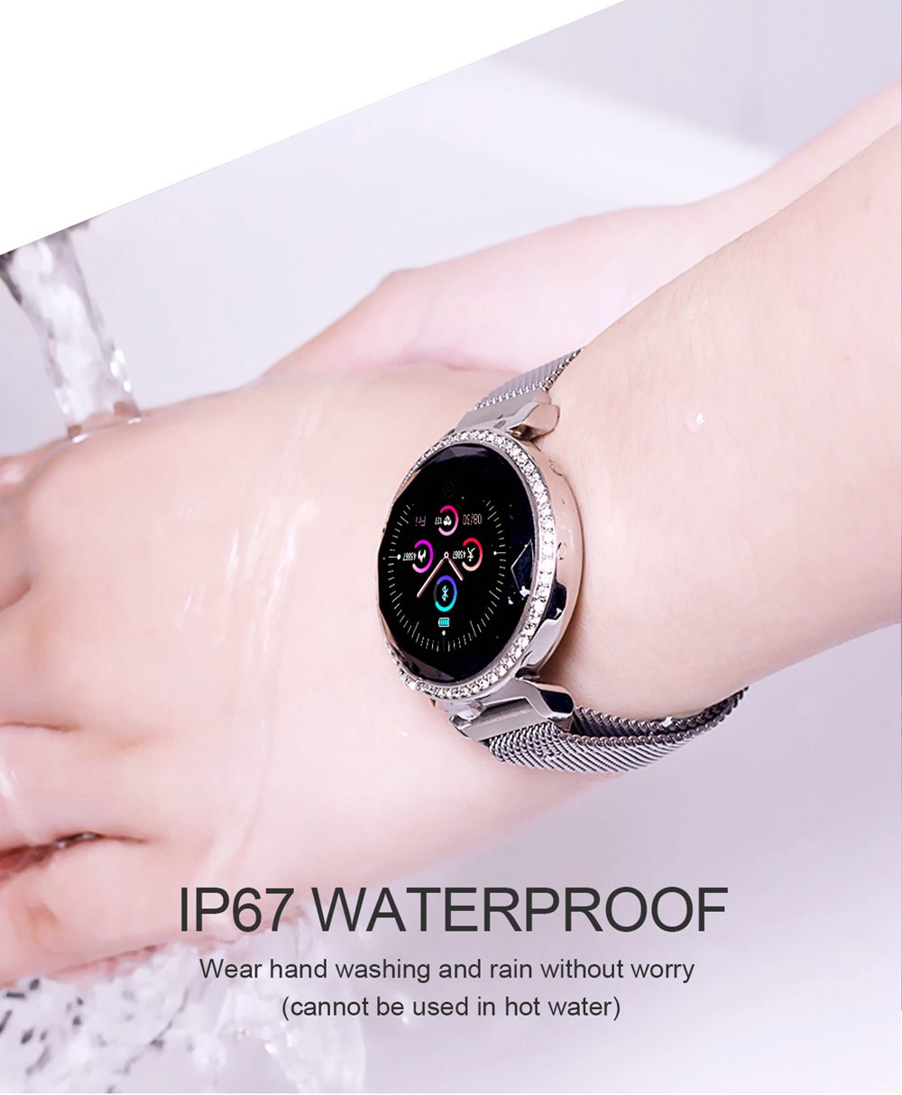 Makibes MC11 Smartwatch 1.04 inch Color Screen IP67 Water Resistant Heart Rate Monitor Sleep Tracker Steel Strap - Golden