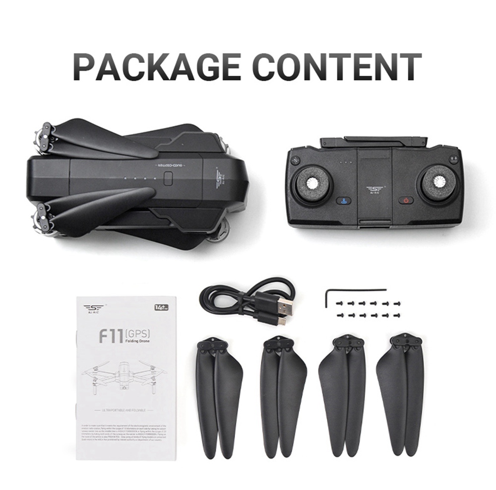 SJRC F11 PRO 2.7K GPS 5G WIFI FPV Foldable RC Drone With Adjustable Camera 28mins Flight Time RTF - Three Batteries