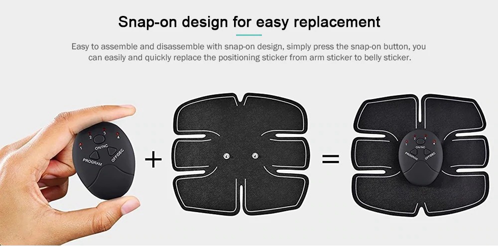 Abdominal Muscle Trainer Apparatus Home Use Electric Body-building Fitness Machine Battery Version - Black