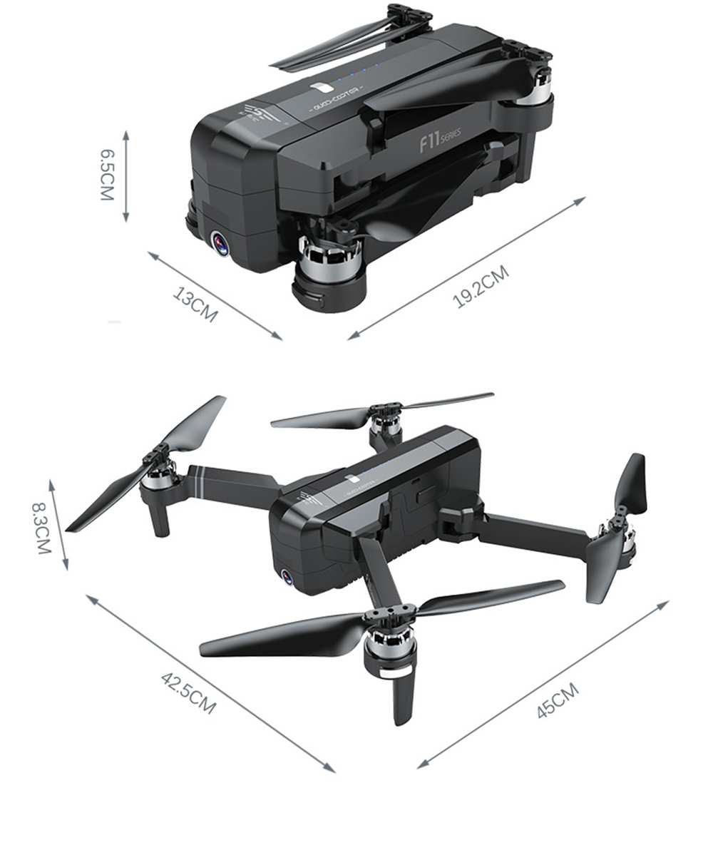SJRC F11 GPS 5G WiFi FPV Foldable Brushless RC Drone with Adjustable 1080P HD Camera 25mins Flight Time - RTF
