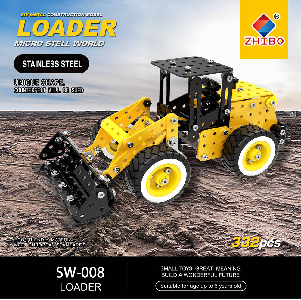 SW SW-008 332PCS DIY Stainless Steel Bulldozer Alloy Assembling Educational Toys