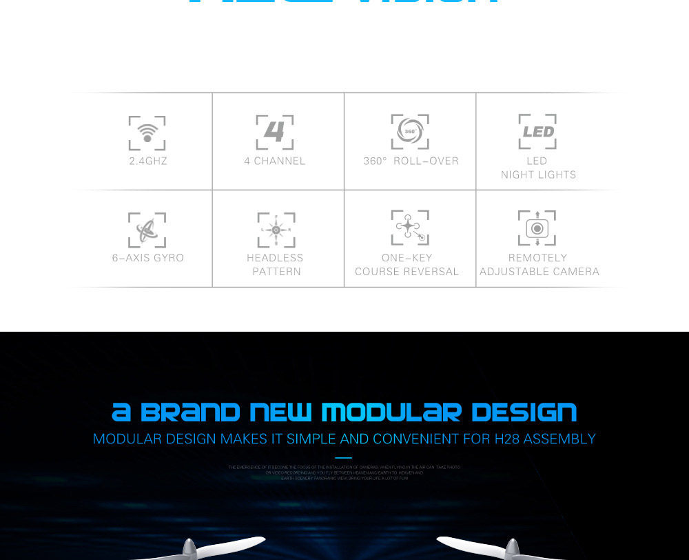 JJRC H28C With 2.0MP Camera 1 Axis Gimbal CF Mode 3D Roll 2.4G 4CH 6Axis Modular RC Quadcopter RTF