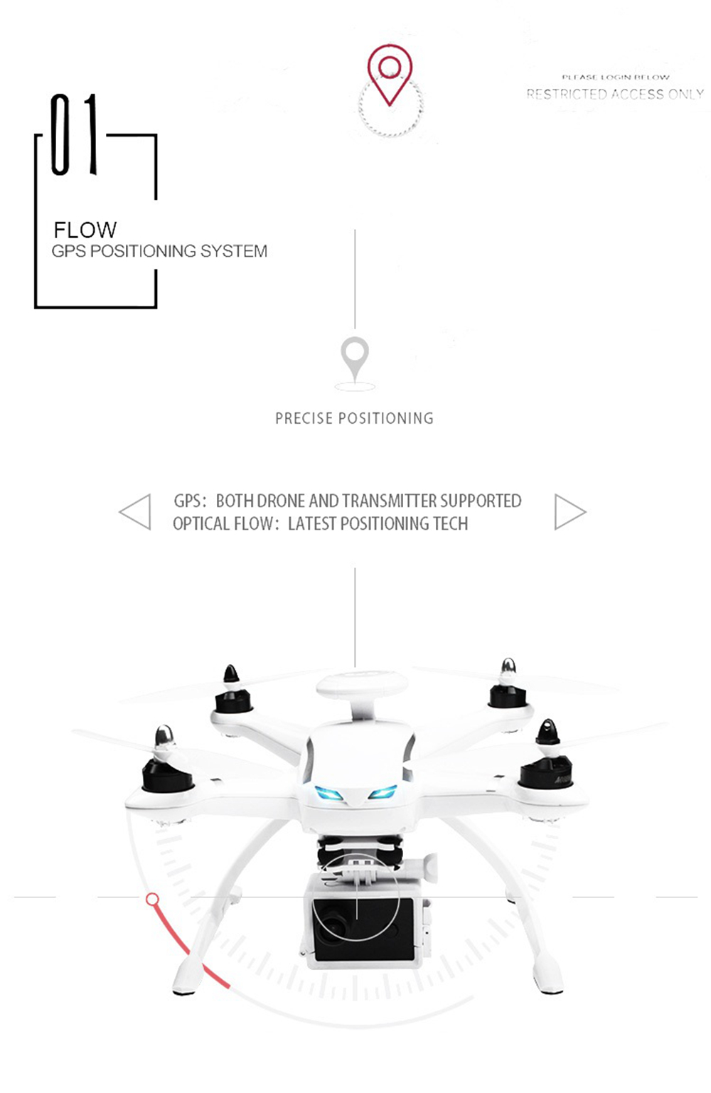 AOSENMA CG035 WIFI FPV Brushless Double GPS Drone with 1080P FHD Camera RC Quadcopter RTF - White