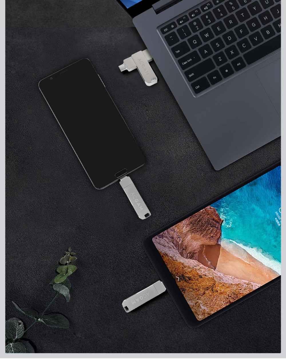 ACGAM C1 32GB USB Flash Drive USB3.0 Type C Key Type Interface Reading Speed 70MB/s - Silver