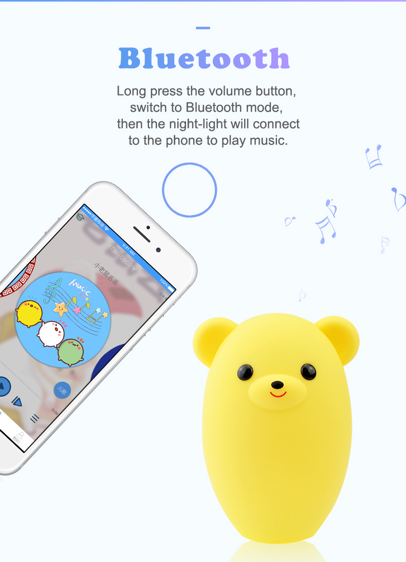 AOLAND S2 Smart Bluetooth Speaker Music Small Night Light Lemon Bear Shape - White