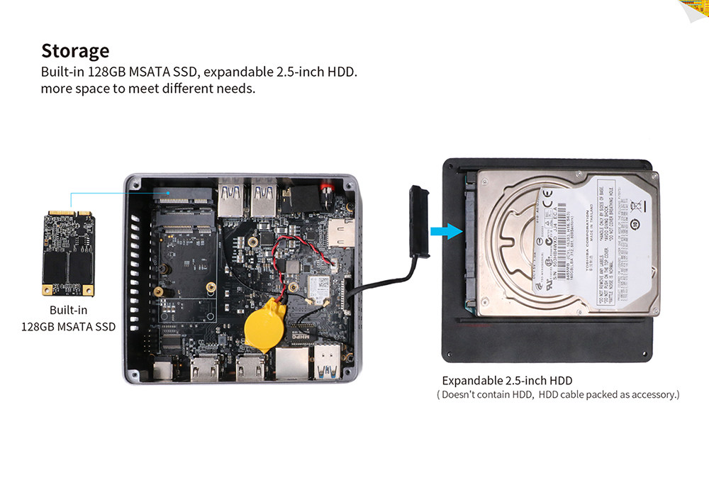 Beelink Gemini X55 Ultimate Licensed Windows 10 Intel Gemini Lake J5005 8GB/128GB Mini PC Intel® UHD Graphics 605 2.4G/5G MIMO WIFI Gigabit LAN HDMI*2 USB3.0*4 mSATA PCIE