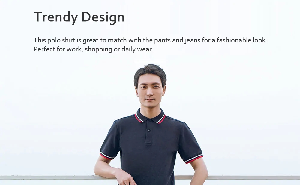 Xiaomi 90 Fun Classic Stripe Polo Shirt Breathable Fabric Wicking Moisture Size S - Navy Blue