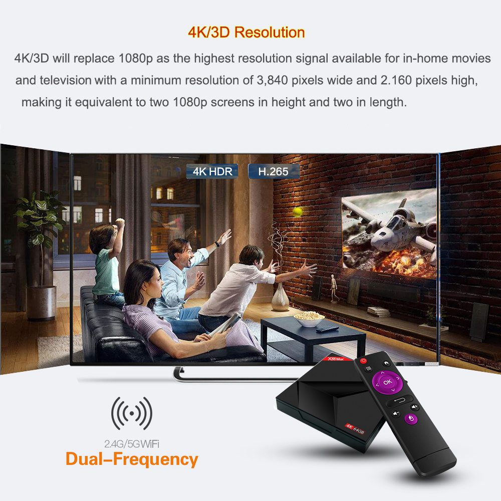 X88 MAX+ Android 9.0 4GB/64GB RK3328 4K TV Box with LED Display KODI 18.0 Dual Band WiFi Bluetooth USB3.0 VP9 H.265