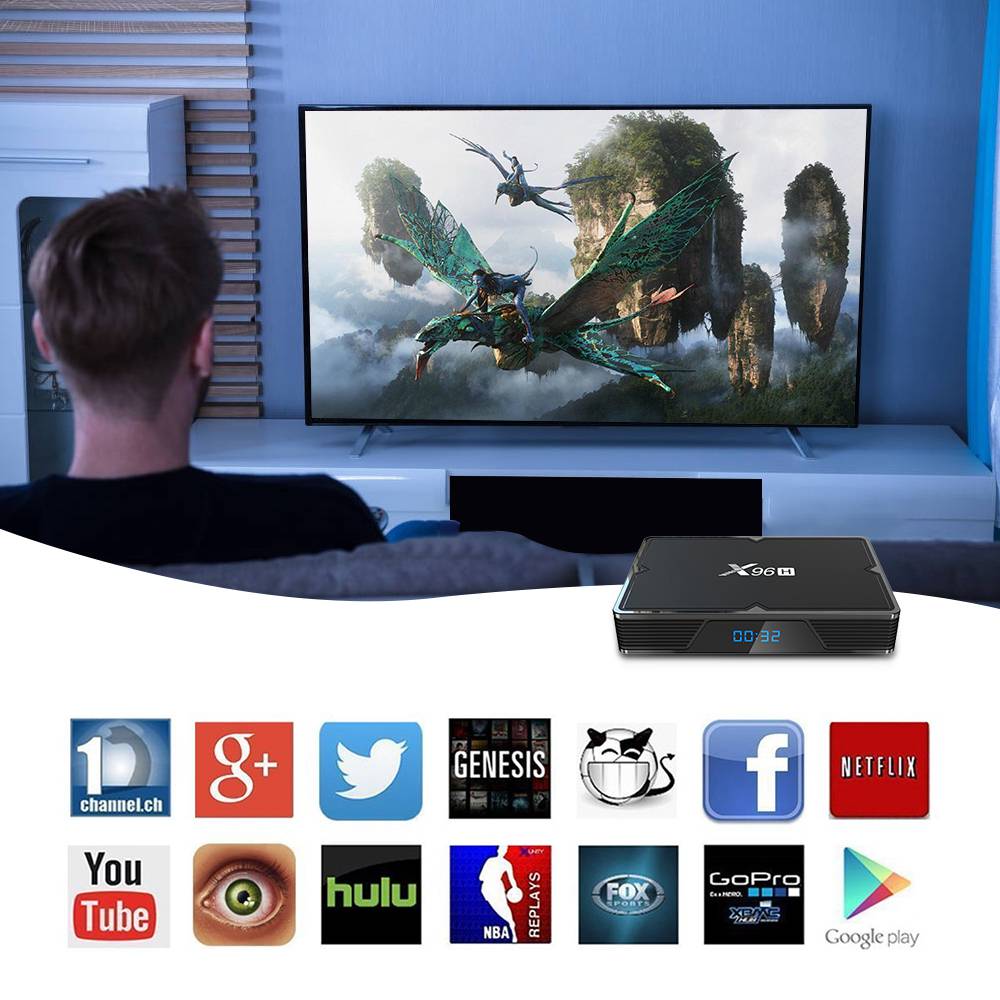 X96H Allwinner H603 Android 9.0 6K HDR TV BOX 4GB/32GB 2.4G/5.8G WIFI USB3.0 AV HDMI IN and OUT Youtube Netflix Google Play