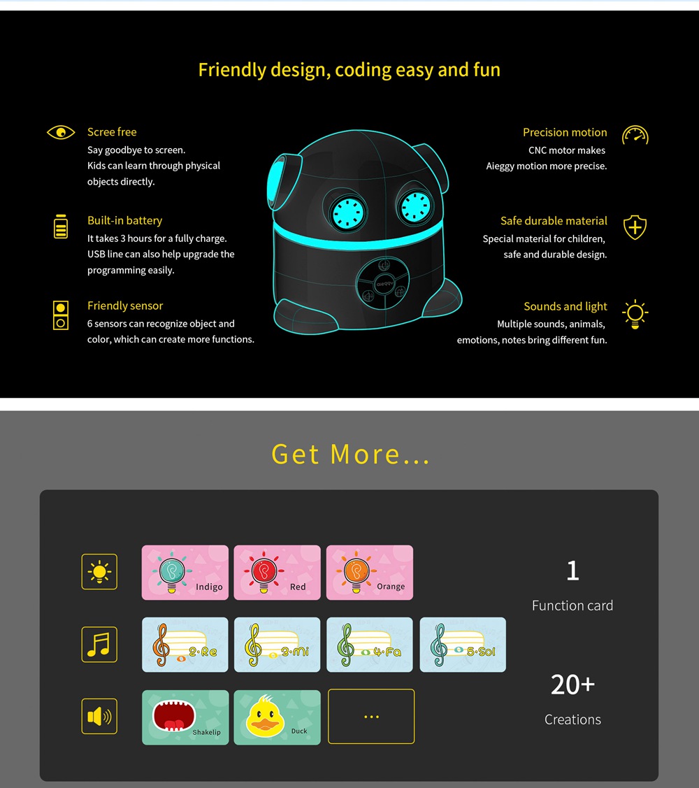 Aieggy v2 Command Card Coding Robot Toy Puzzle Game Basic Edition For Children - Blue