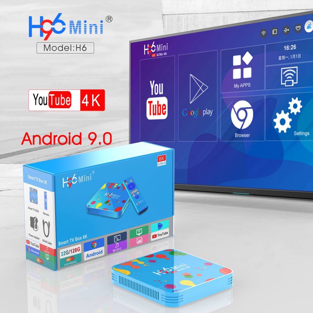 H96 Mini TV Box Android9.0 Allwinner H6 4G/32G 2.4G+5G WiFi Bluetooth 100Mbps LAN USB3.0