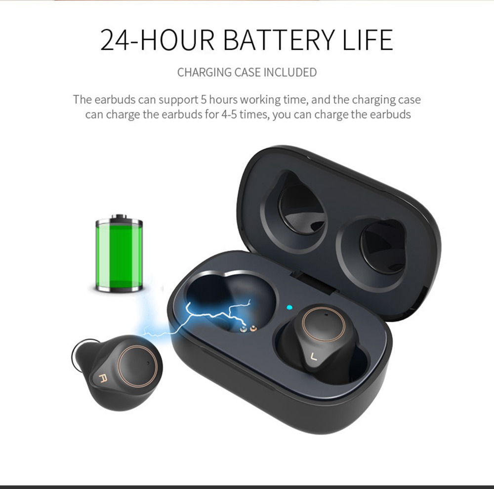 T1-APTX Bluetooth 5.0 TWS Earphones AAC/aptX/SBC Unilateral Use Binaural Call 300mAh Charging Box with Type-C Cable