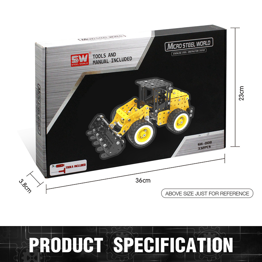 SW SW-008 332PCS DIY Stainless Steel Bulldozer Alloy Assembling Educational Toys