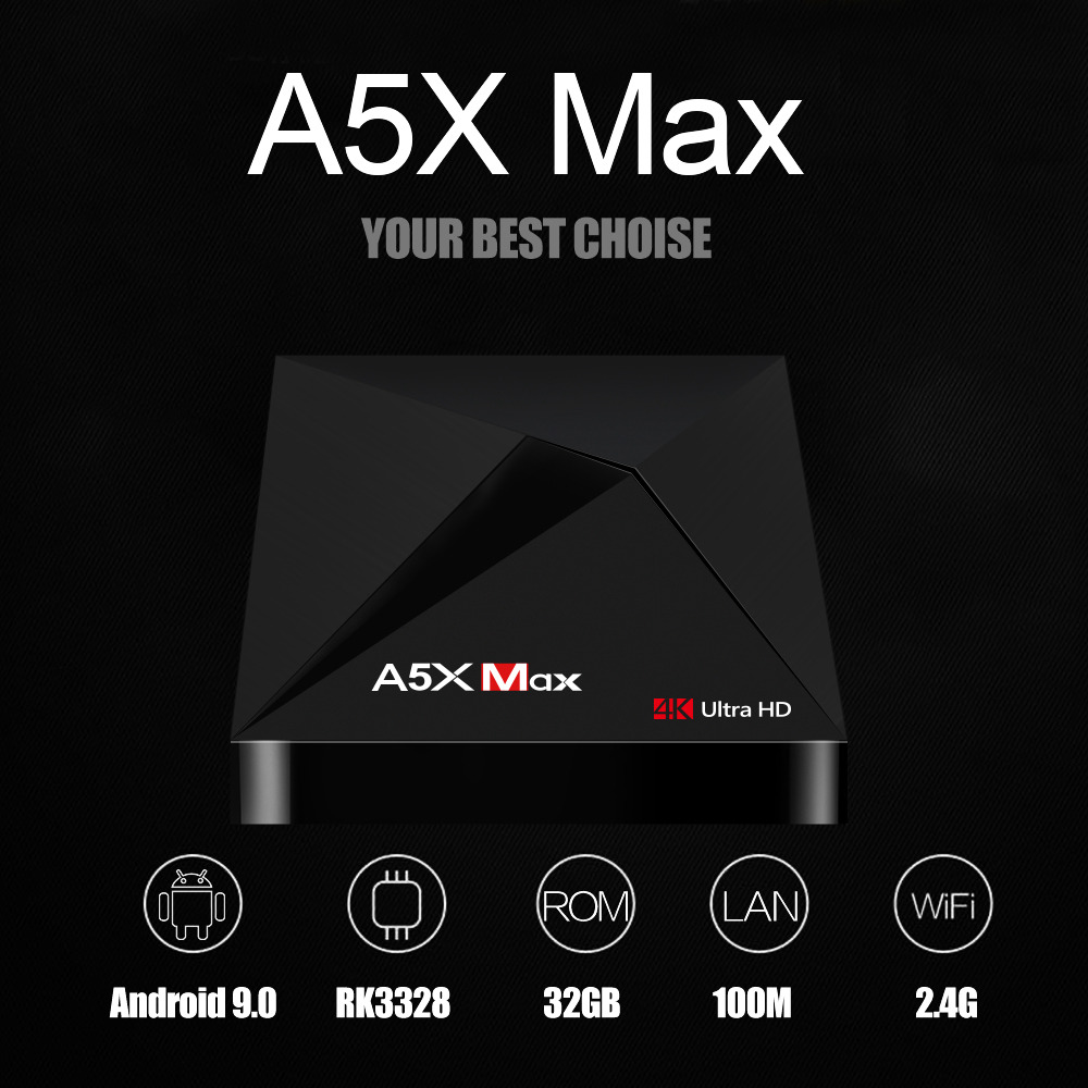 Bundle A5X MAX Android 9.0 4GB/32GB RK3328 4K TV BOX + Rii i8+ 2.4G Wireless Israel Hebrew Language Keyboard White