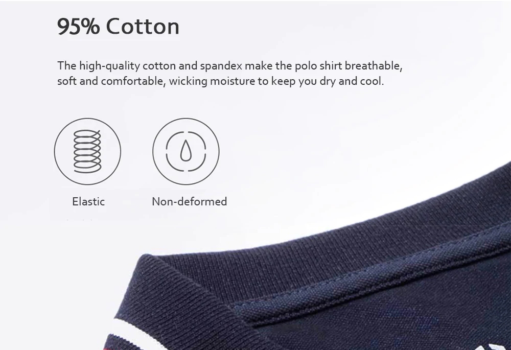 Xiaomi 90 Fun Classic Stripe Polo Shirt Breathable Fabric Wicking Moisture Size S - Navy Blue