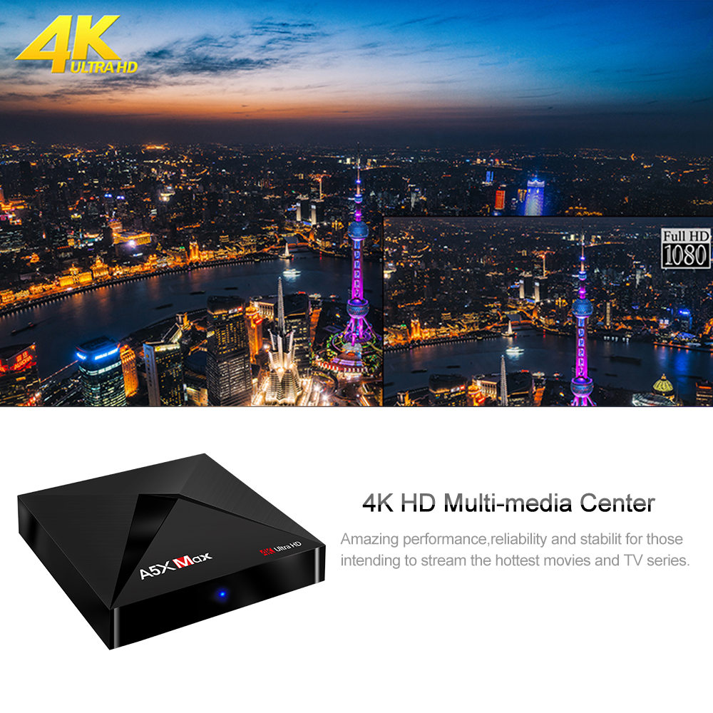 Bundle A5X MAX Android 9.0 4GB/32GB RK3328 4K TV BOX + Rii i8+ 2.4G Wireless Israel Hebrew Language Keyboard White