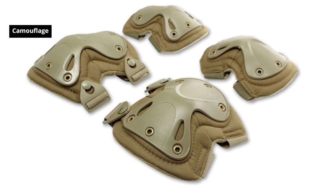 Knee And Elbow Pads Protective Safety Gear Equipment For Cycling And Skating - Camouflage
