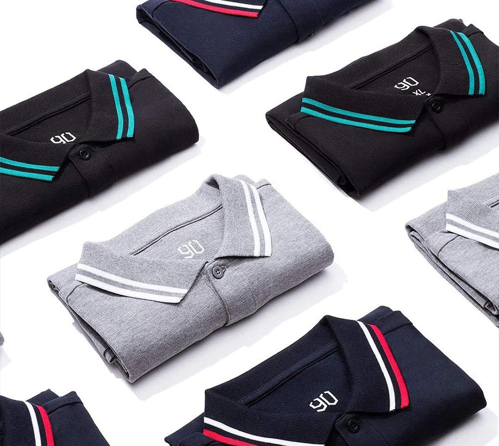 Xiaomi 90 Fun Classic Stripe Polo Shirt Breathable Fabric Wicking Moisture Size S - Navy Blue
