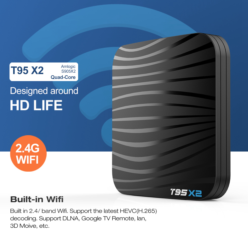 T95X2 Amlogic S905X2 Android 8.1 2GB DDR4 16GB eMMC 4K TV Box LED Display WiFi LAN USB3.0