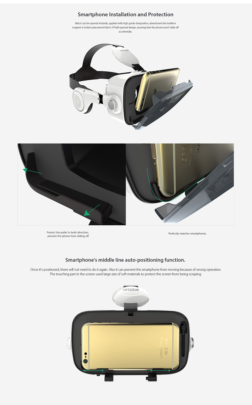 Virtoba X5 VR Box 3D VR Virtual Reality Headset 120 Degrees FOV Immersive 3D Movie Video Game Headset with Bluetooth Gamepad Headphone for 4-6 Inch Smartphone