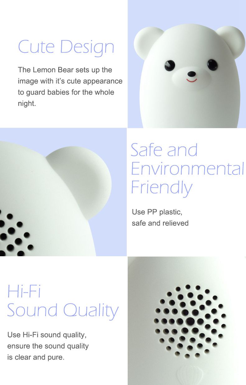 AOLAND S2 Smart Bluetooth Speaker Music Small Night Light Lemon Bear Shape - White