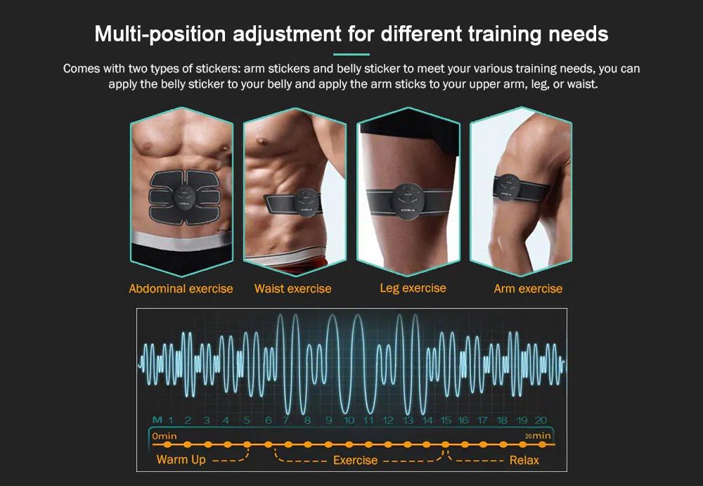 Abdominal Muscle Trainer Apparatus Home Use Electric Body-building Fitness Machine Battery Version - Black