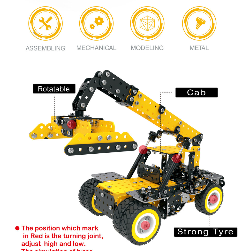 SW SW-006 582PCS DIY Stainless Steel Engineering Vehicle Alloy Assembling Educational Toys