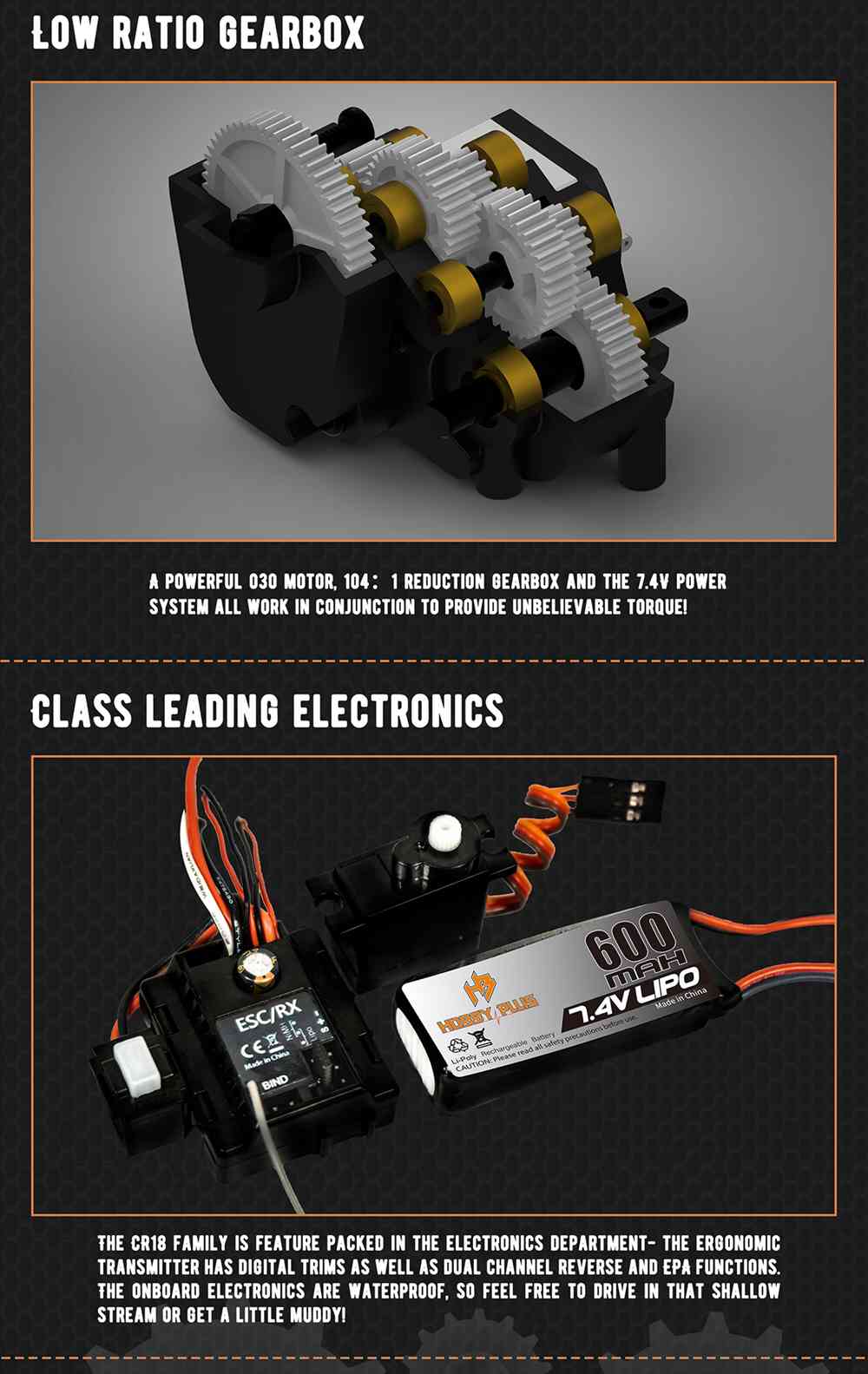 Hobby Plus CR-18 LC80 Body 1/18 2.4G 4WD Brushed MINI RC Crawler Climbing RC Car With LED Light RTR - Blue