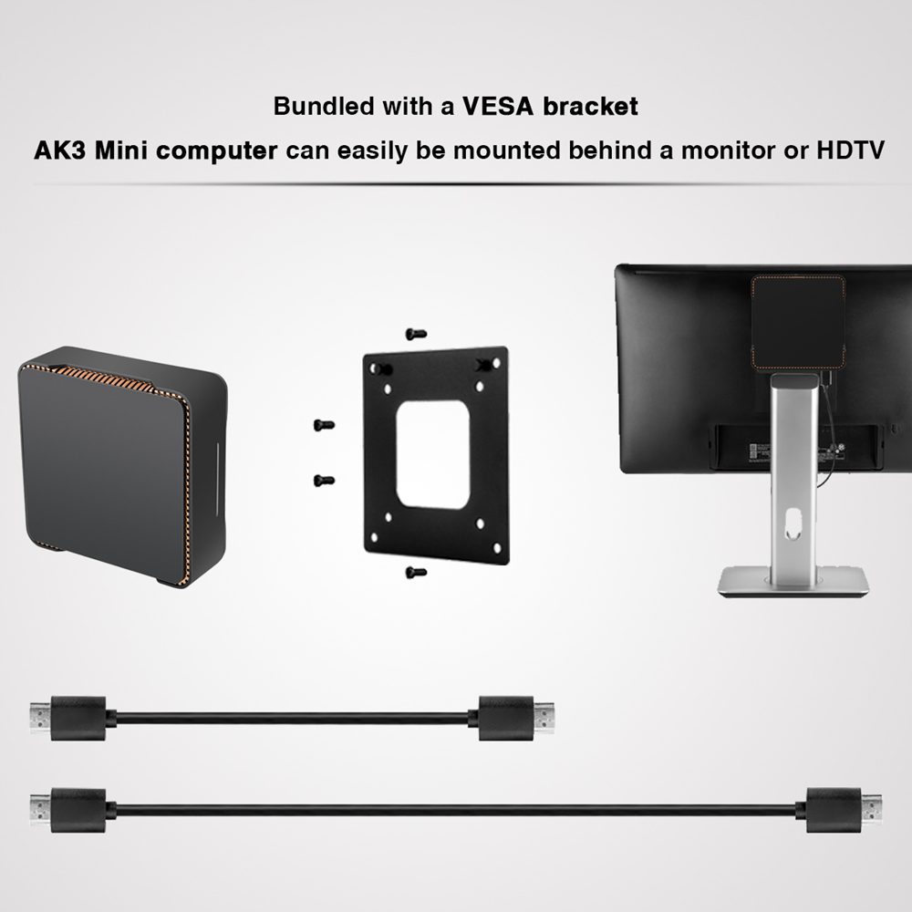 AK3V Intel Apollo Lake J3455 6GB/64GB Mini PC Dual Band WIFI Bluetooth LAN VGA USB3.0*2 HDMI*2