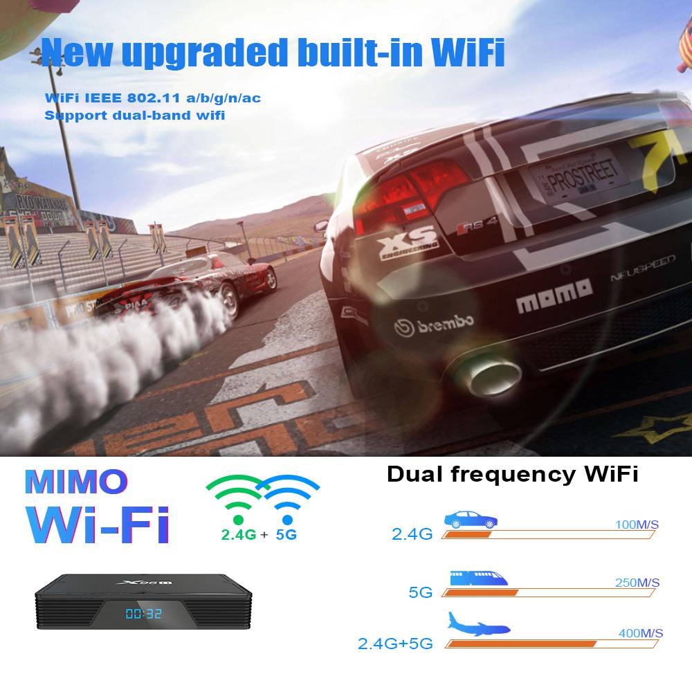 X96H Allwinner H603 Android 9.0 6K HDR TV BOX 4GB/32GB 2.4G/5.8G WIFI USB3.0 AV HDMI IN and OUT Youtube Netflix Google Play