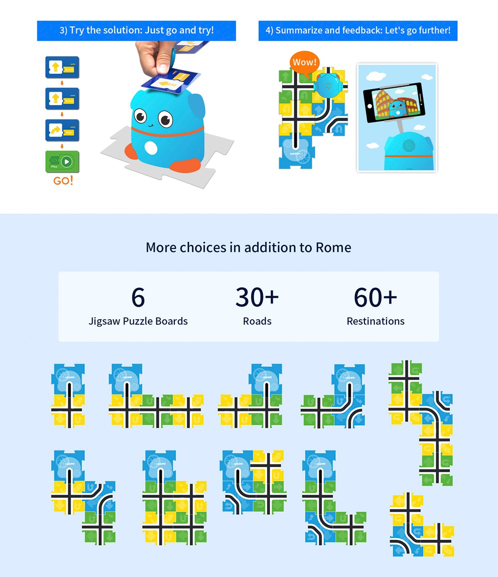 Aieggy v2 Command Card Coding Robot Toy Puzzle Game Basic Edition For Children - Blue