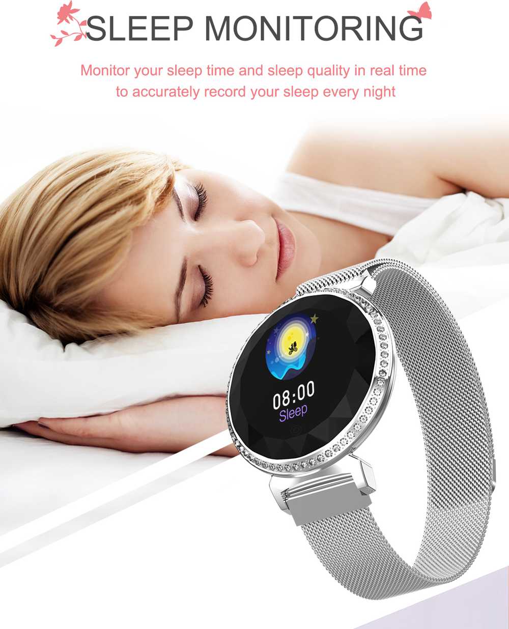 Makibes MC11 Smartwatch 1.04 inch Color Screen IP67 Water Resistant Heart Rate Monitor Sleep Tracker Steel Strap - Golden
